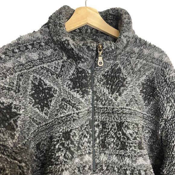Woolrich Sweater Mens Size XL Rare Aztec Sherpa Fuzzy 1/4 Zip Pullover Gray - Picture 7 of 14